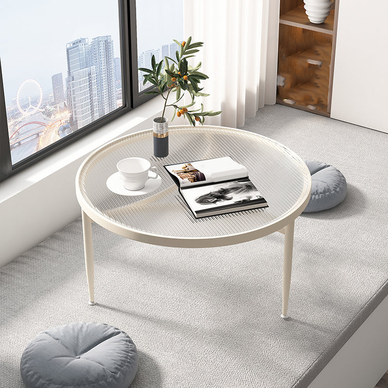 Iron 3 Legs Rectangle Cocktail Table Round Glass Top Coffee Table