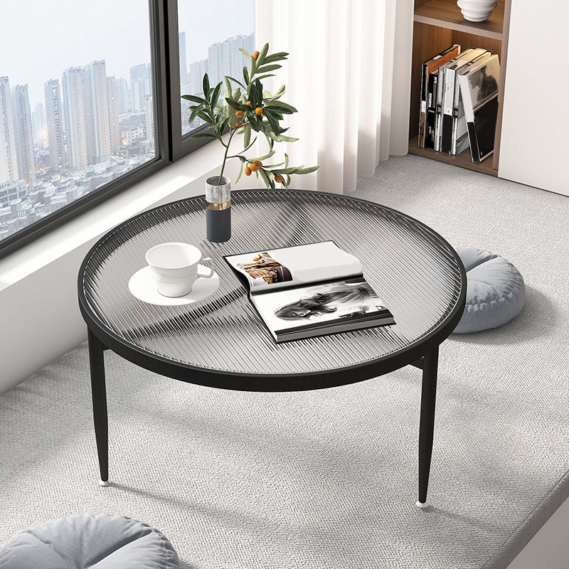 Iron 3 Legs Rectangle Cocktail Table Round Glass Top Coffee Table