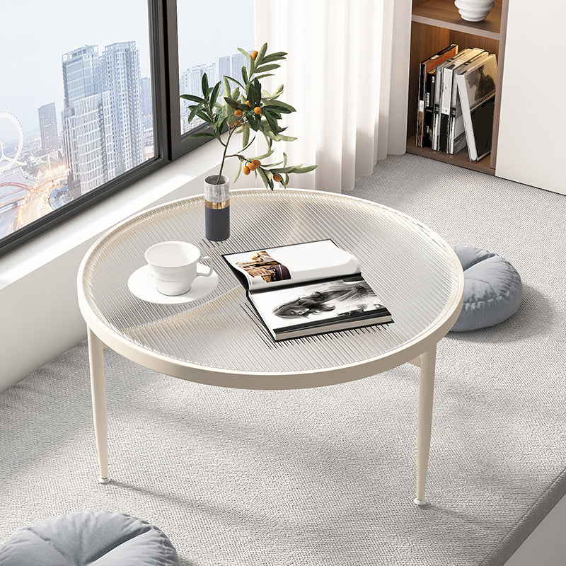 Iron 3 Legs Rectangle Cocktail Table Round Glass Top Coffee Table