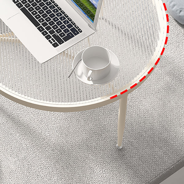 Iron 3 Legs Rectangle Cocktail Table Round Glass Top Coffee Table