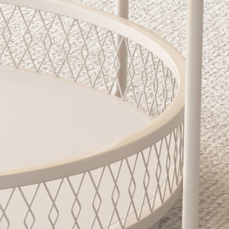 Iron 4 Legs Cocktail Table Round Glass Top Coffee Table with Shelf