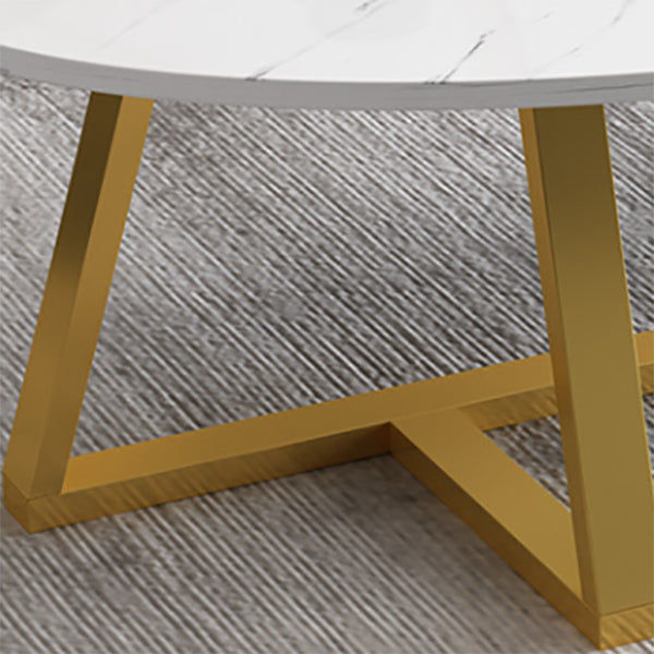 Metal Cross Legs Cocktail Table Wooden Oval Top Coffee Table