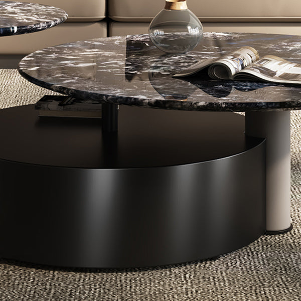 Minimalistic Slate Coffee Table Round Bunching Coffee Table Sets for Living Room