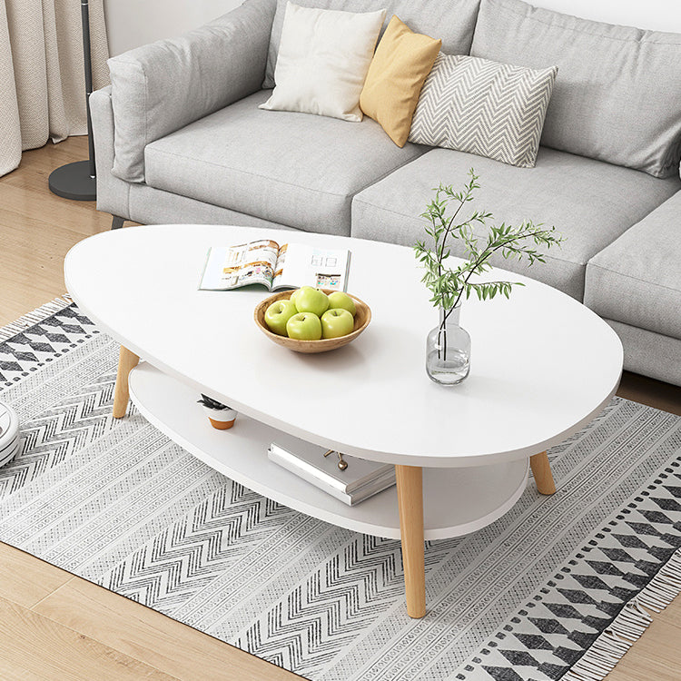 Minimalistic Single Coffee Table Wood Contemporary Cocktail Table with Shelf