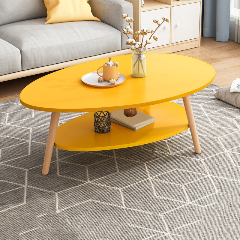 Minimalistic Single Coffee Table Wood Contemporary Cocktail Table with Shelf