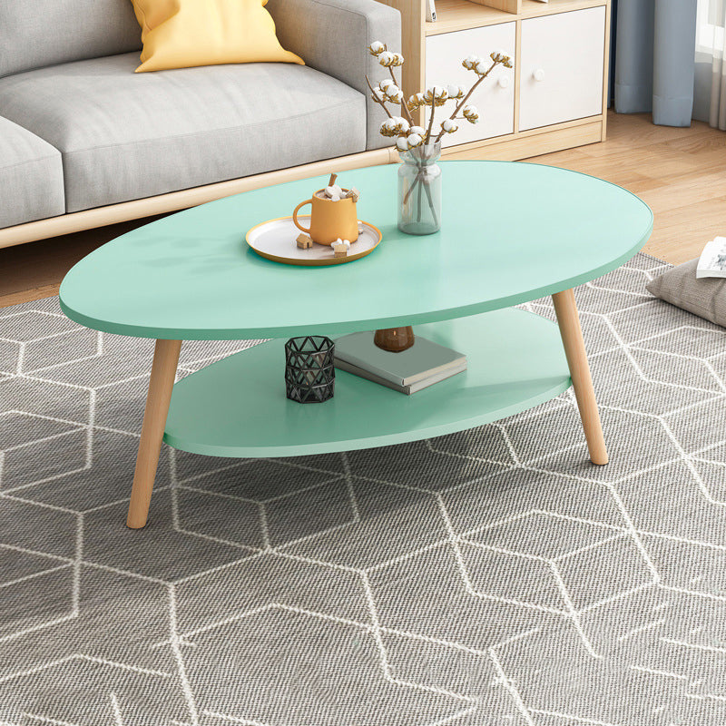 Minimalistic Single Coffee Table Wood Contemporary Cocktail Table with Shelf