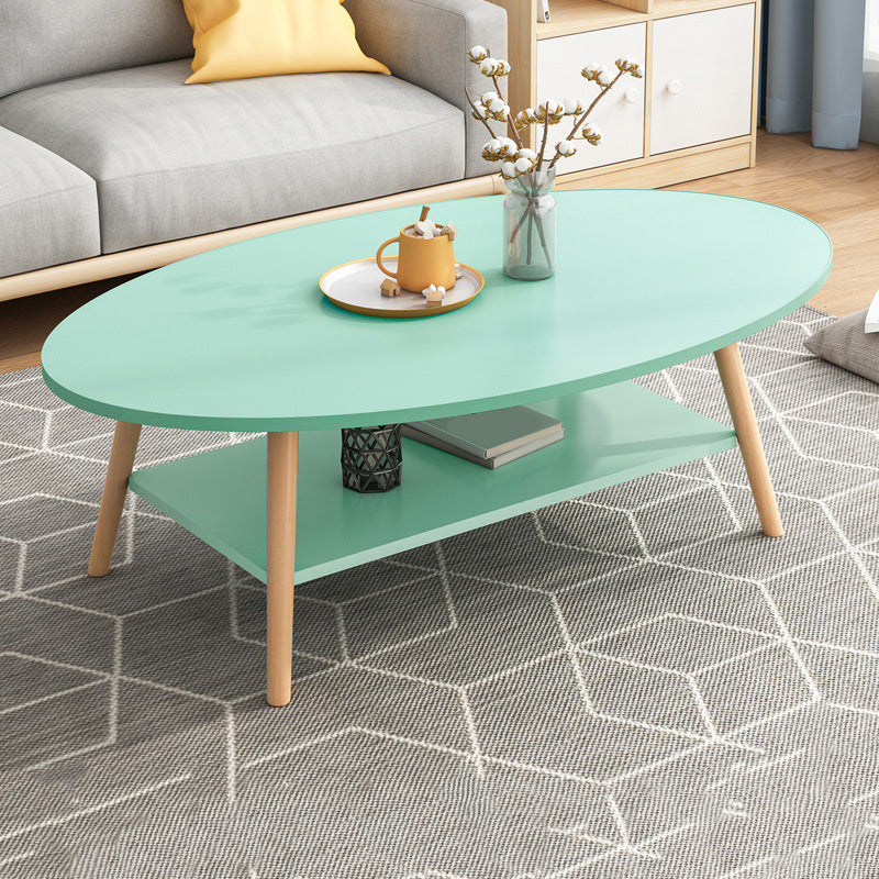 Minimalistic Single Coffee Table Wood Contemporary Cocktail Table with Shelf