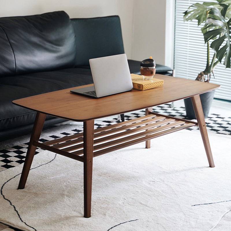 Rectangular Wood Coffee Table Contemporary 4 Legs Cocktail Table