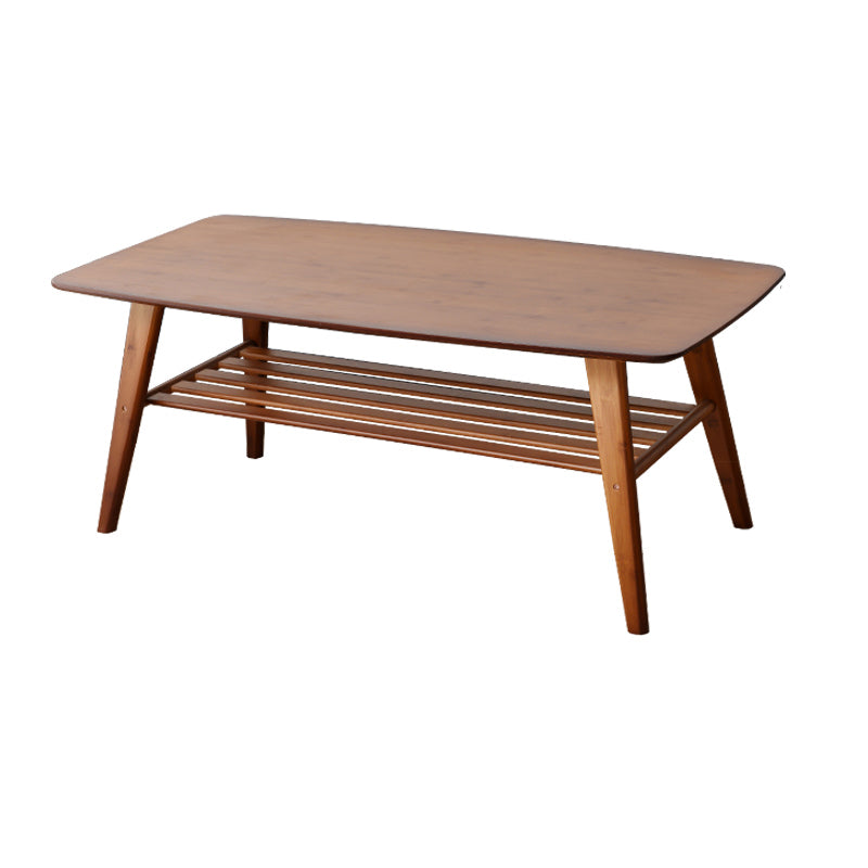 Rectangular Wood Coffee Table Contemporary 4 Legs Cocktail Table