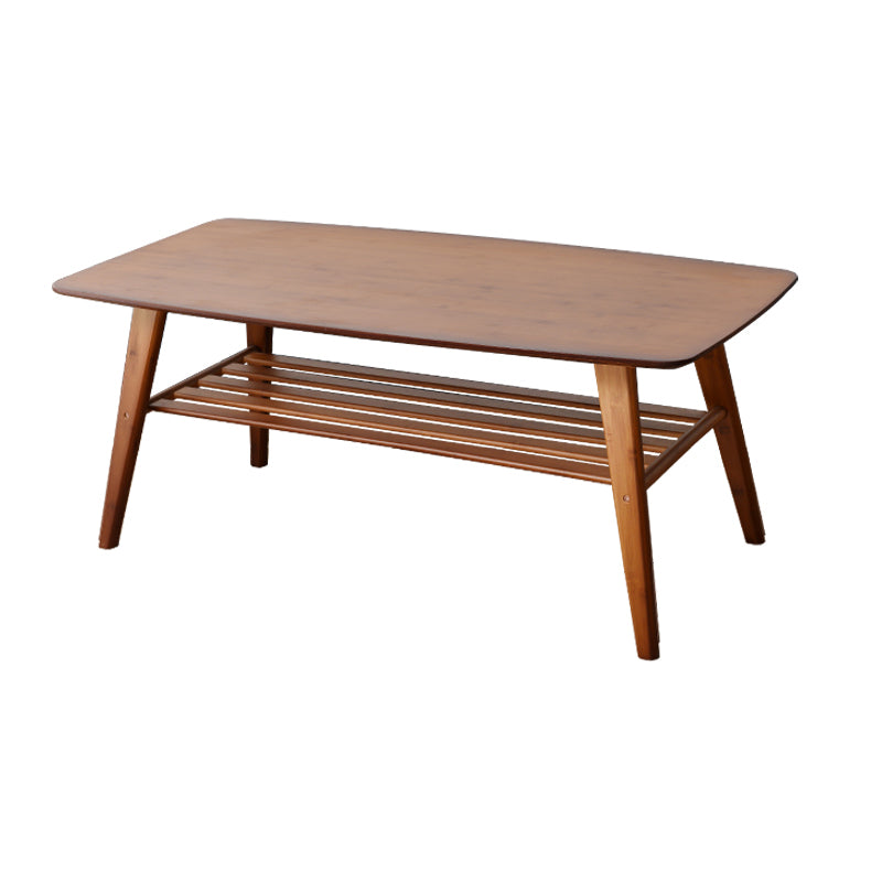 Rectangular Wood Coffee Table Contemporary 4 Legs Cocktail Table