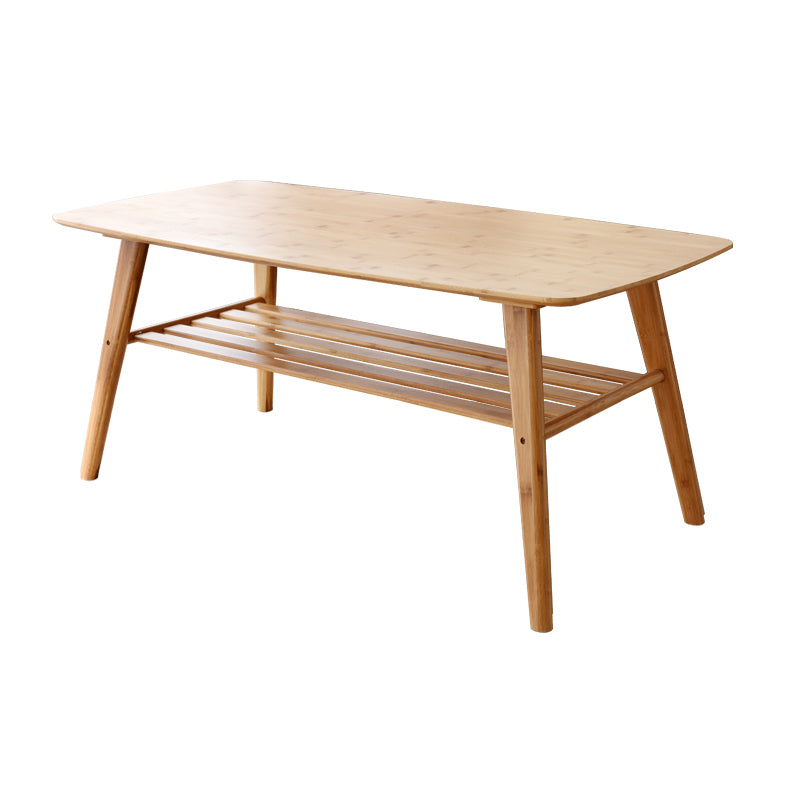 Rectangular Wood Coffee Table Contemporary 4 Legs Cocktail Table