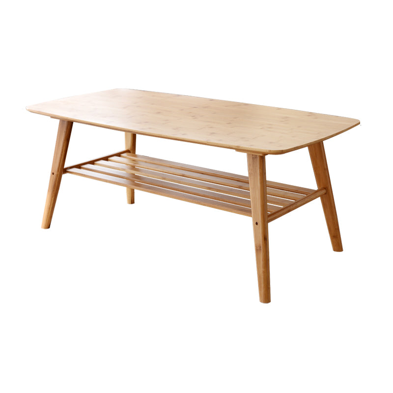 Rectangular Wood Coffee Table Contemporary 4 Legs Cocktail Table