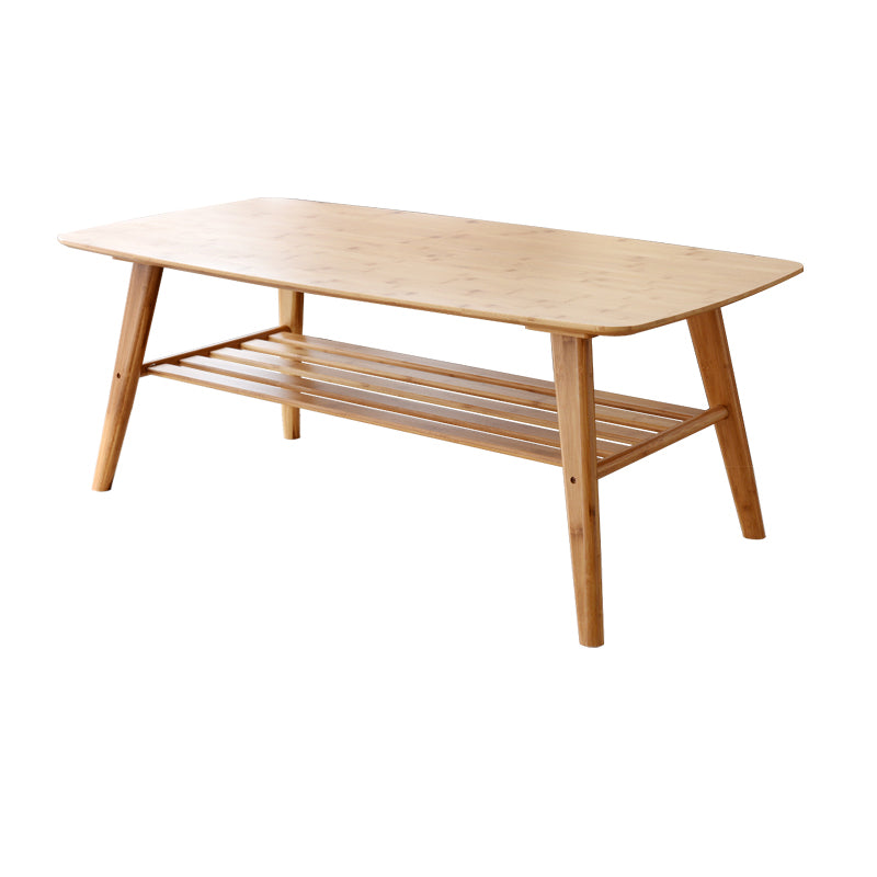 Rectangular Wood Coffee Table Contemporary 4 Legs Cocktail Table