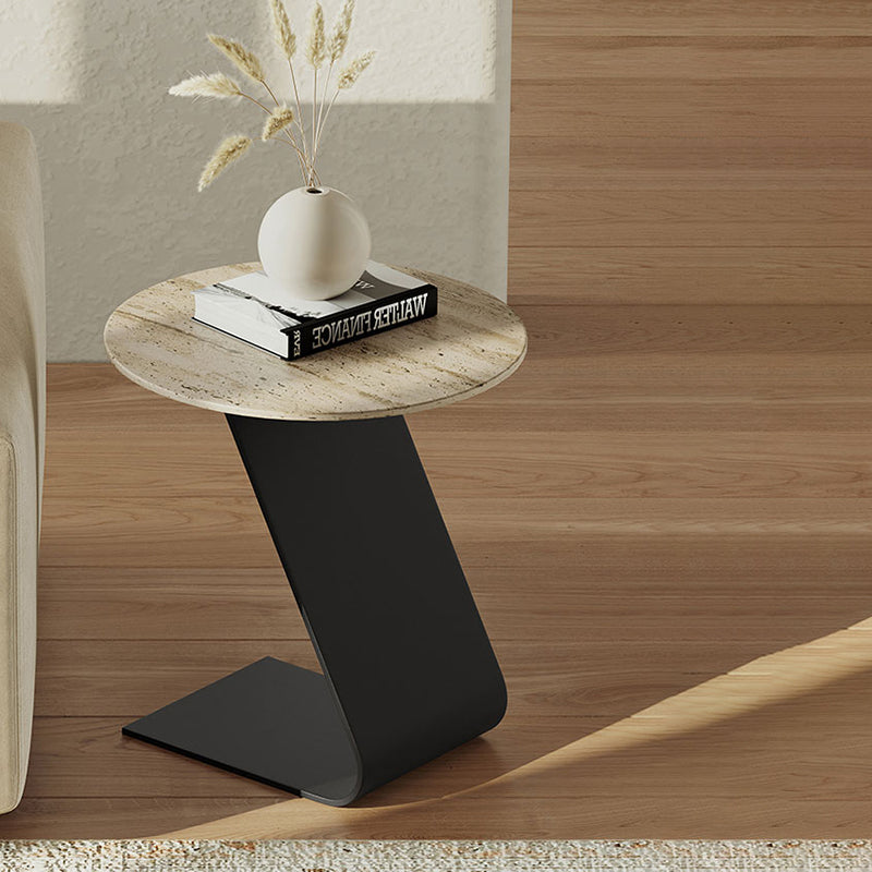 Minimalist Slate Coffee Table Round Bunching Coffee Table Sets for Living Room
