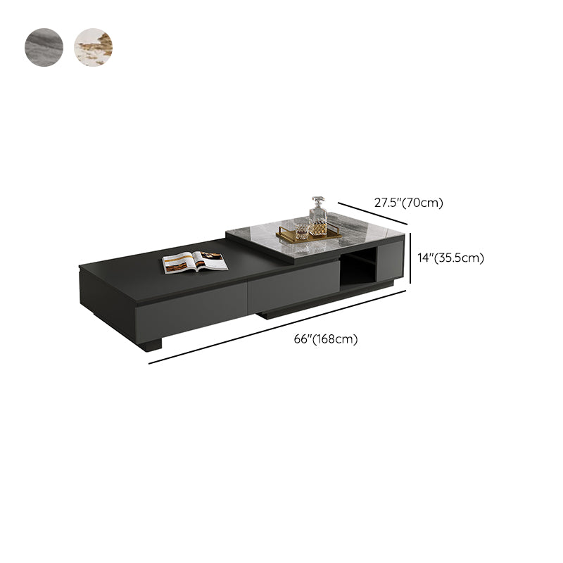 Rectangle Cocktail Table Stone Glam 1 Coffee Table with Storage