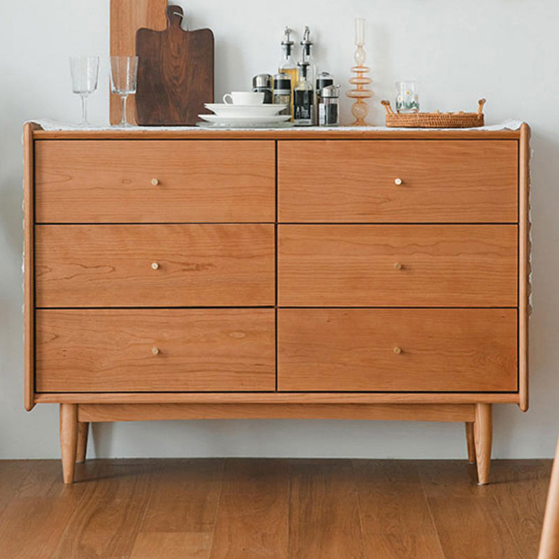 Minimalistic Water Resistant Storage Cabinet Solid Wood Accent Chests with 6 Drawers