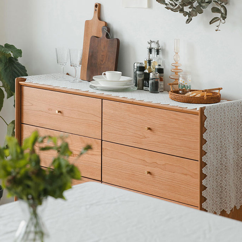 Minimalistic Water Resistant Storage Cabinet Solid Wood Accent Chests with 6 Drawers