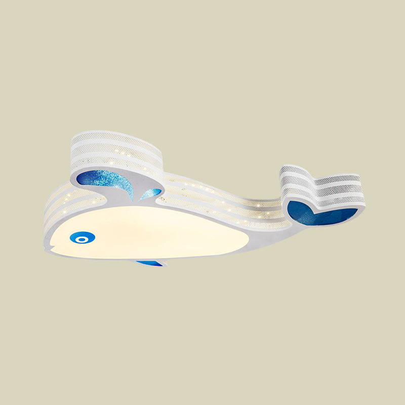 Cartoon Whale Pierced Unterputz-Kinder-LED-Deckenbeleuchtung aus Metall, weiß, für Kinderzimmer