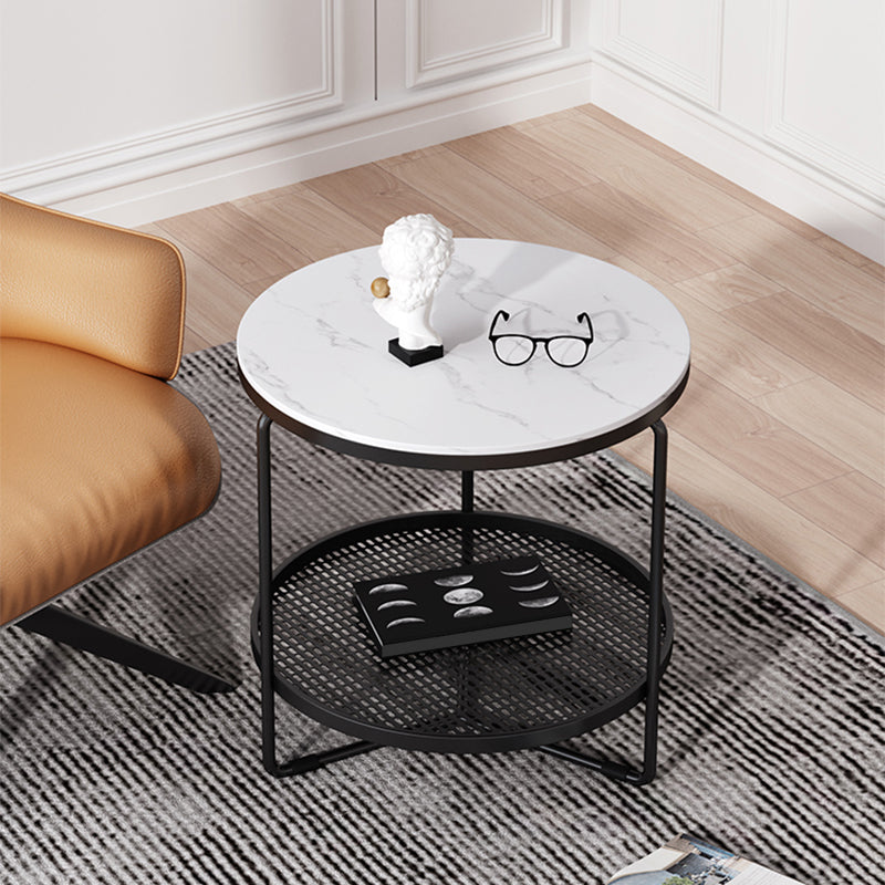 21"H Contemporary Cocktail Table Storage Round Coffee Cocktail Table
