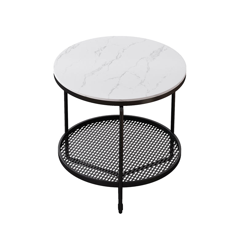 21"H Contemporary Cocktail Table Storage Round Coffee Cocktail Table