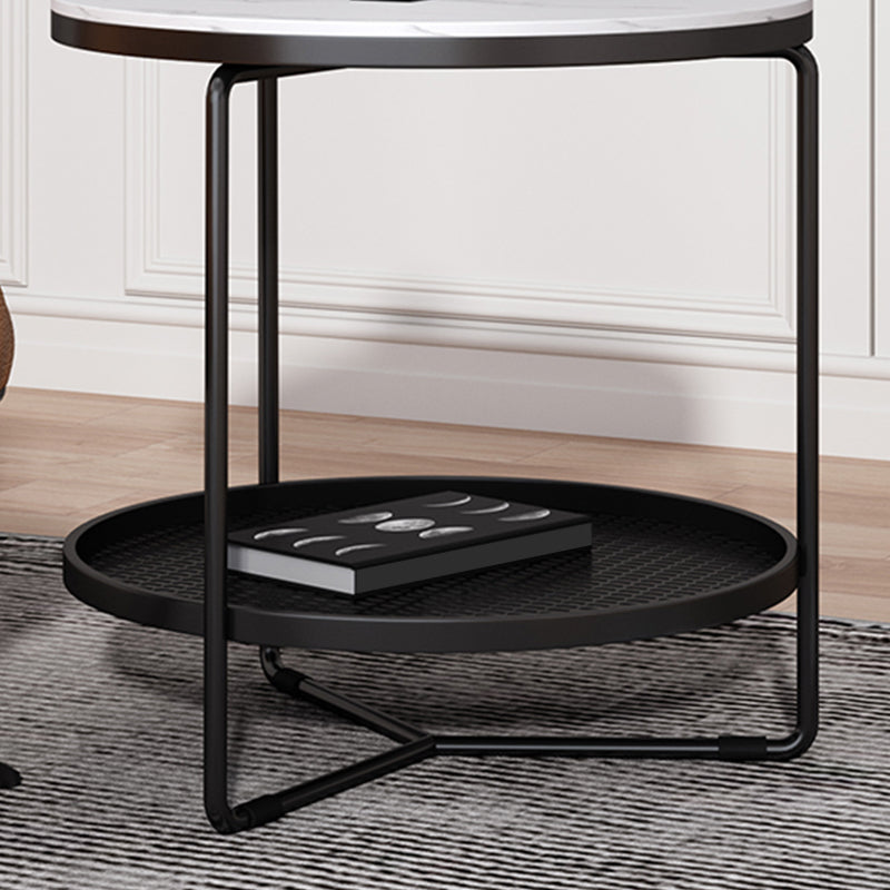 21"H Contemporary Cocktail Table Storage Round Coffee Cocktail Table