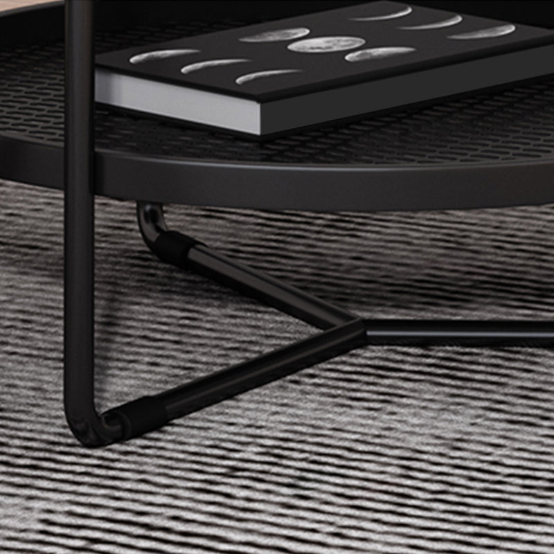 21"H Contemporary Cocktail Table Storage Round Coffee Cocktail Table