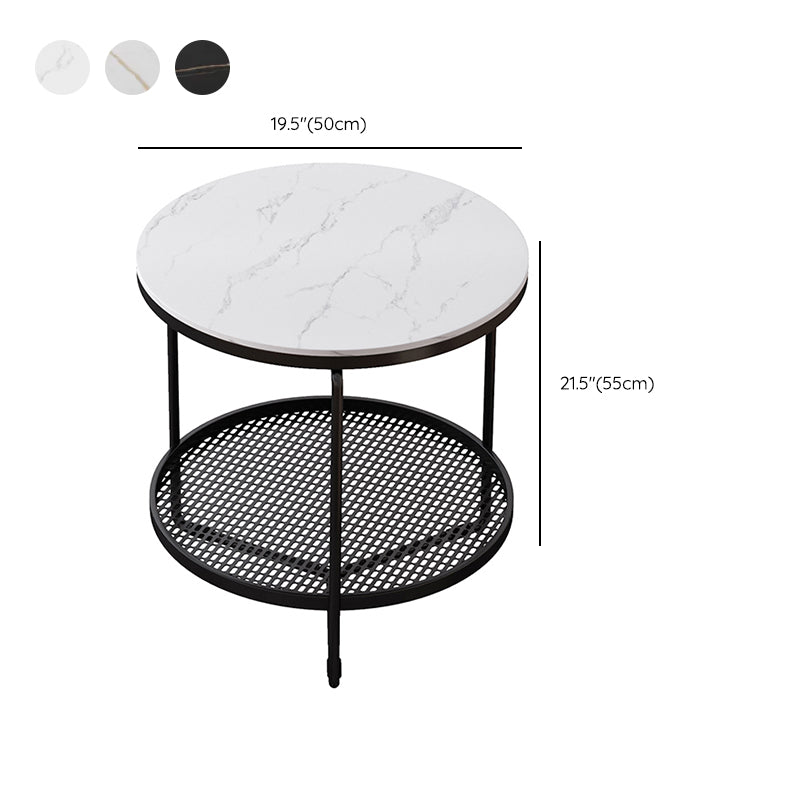 21"H Contemporary Cocktail Table Storage Round Coffee Cocktail Table
