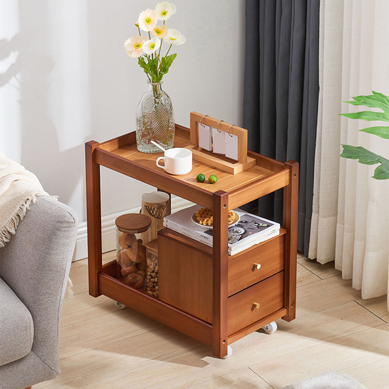 11" Wide Contemporary Cocktail Table Storage Rectangle Coffee Table with Casters