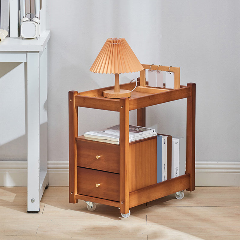 11" Wide Contemporary Cocktail Table Storage Rectangle Coffee Table with Casters