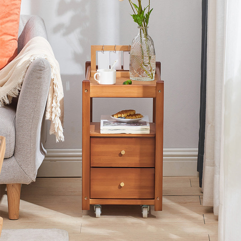 11" Wide Contemporary Cocktail Table Storage Rectangle Coffee Table with Casters