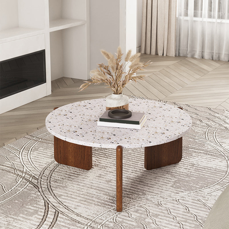 Stone Coffee Cocktail Table Modern 3 Legs Coffee or End Table