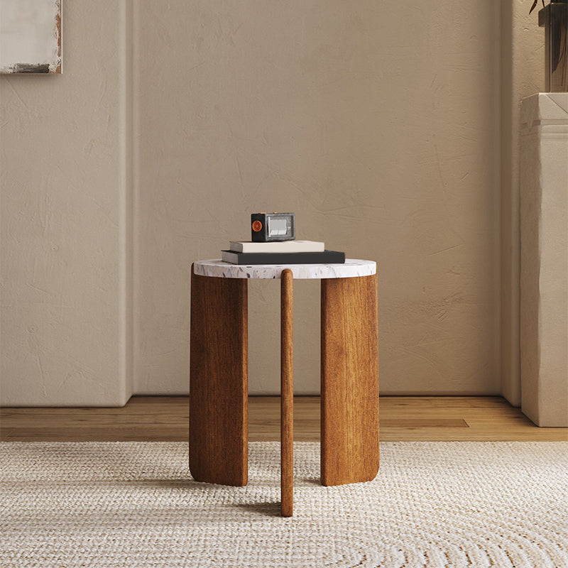 Stone Coffee Cocktail Table Modern 3 Legs Coffee or End Table
