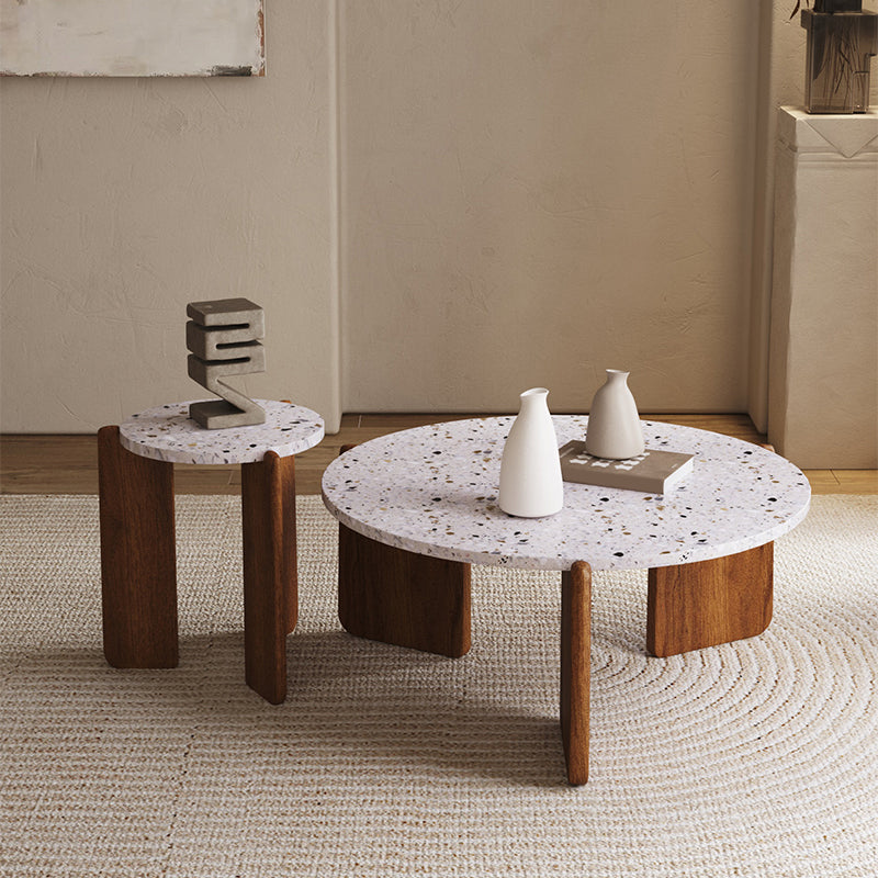 Stone Coffee Cocktail Table Modern 3 Legs Coffee or End Table