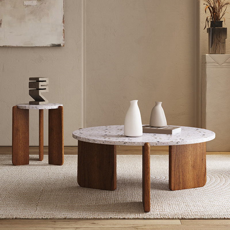 Stone Coffee Cocktail Table Modern 3 Legs Coffee or End Table