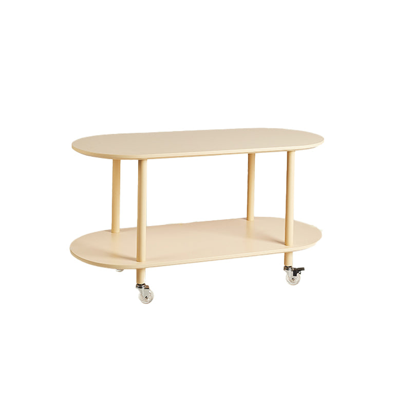 Wood Oval End Table with 4 Legs Base Storage Living Room Corner Table