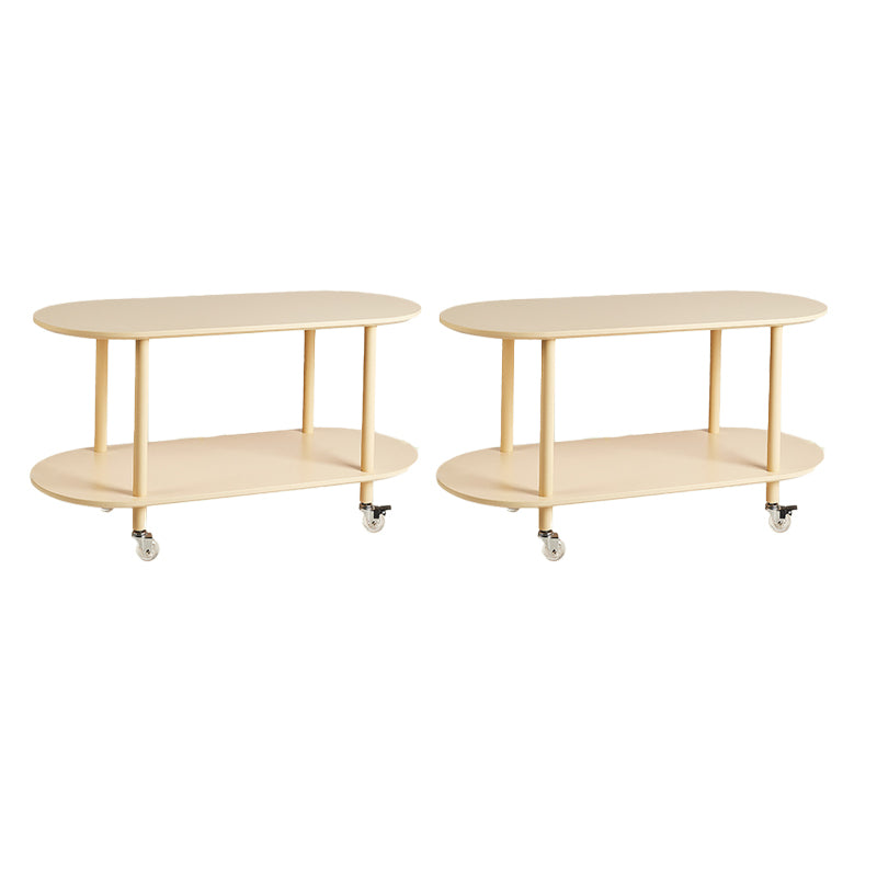 Wood Oval End Table with 4 Legs Base Storage Living Room Corner Table