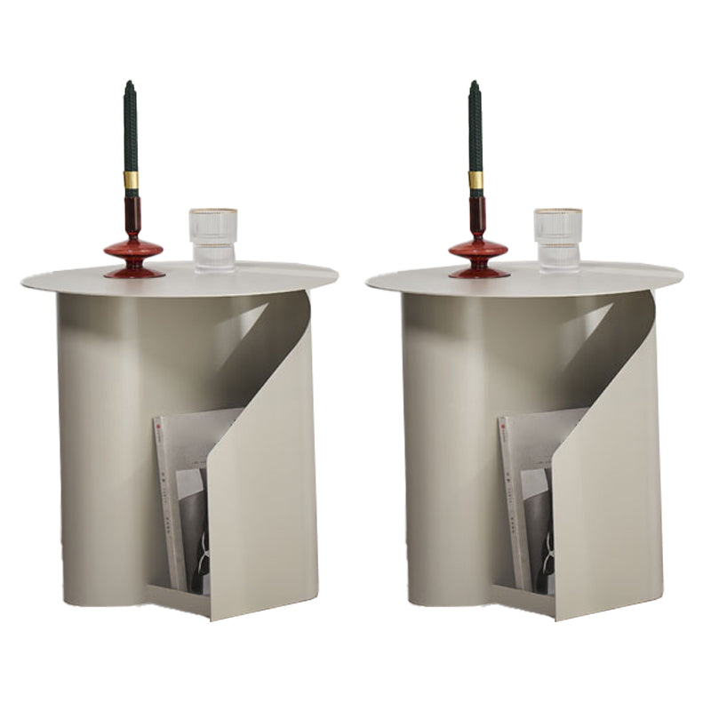 Contemporary Accent Side Table Iron Abstract with Storage Living Room Round