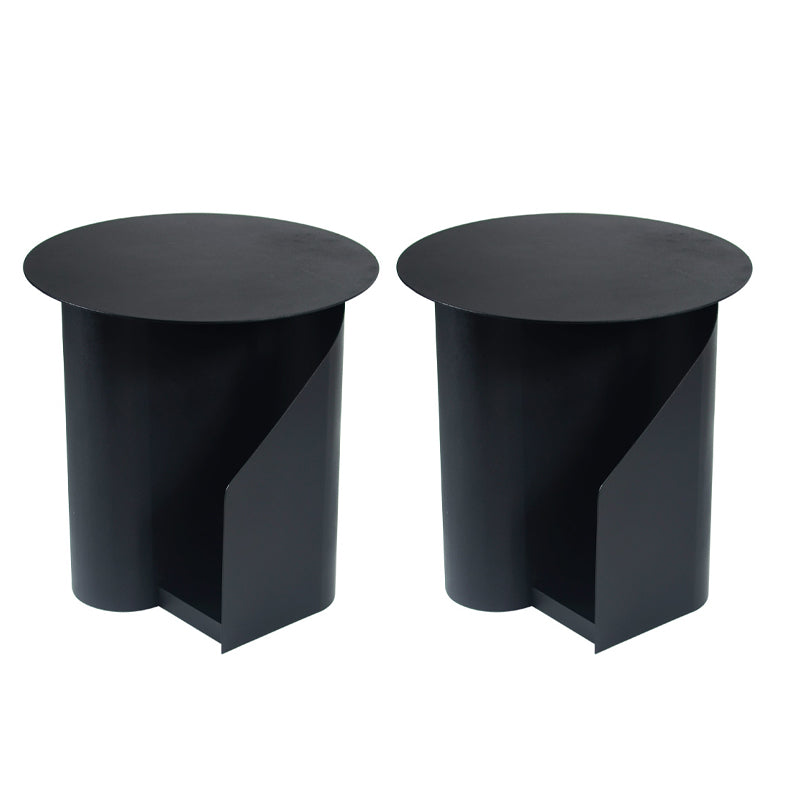 Contemporary Accent Side Table Iron Abstract with Storage Living Room Round