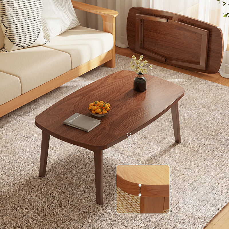 Modernistic Wooden Coffee Table Elliptical 4 Legs Cocktail Table