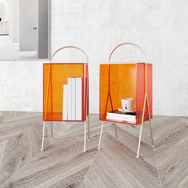 Contemporary Accent Side Table Plastic 4 Legs with Storage Living Room