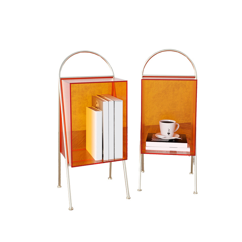 Contemporary Accent Side Table Plastic 4 Legs with Storage Living Room