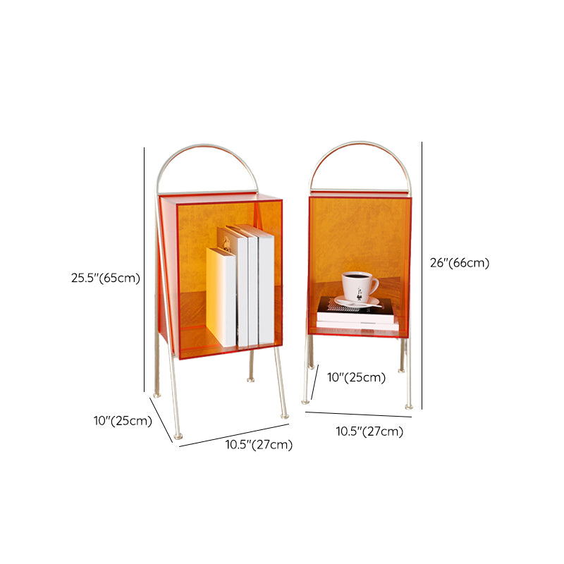 Contemporary Accent Side Table Plastic 4 Legs with Storage Living Room