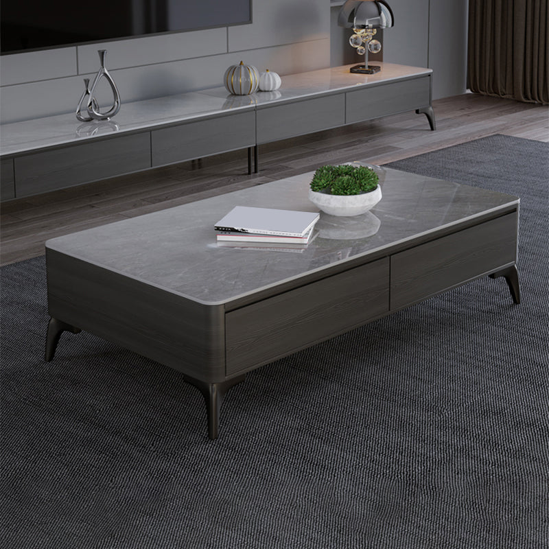 16"H Contemporary Cocktail Table Storage Rectangle Coffee Table
