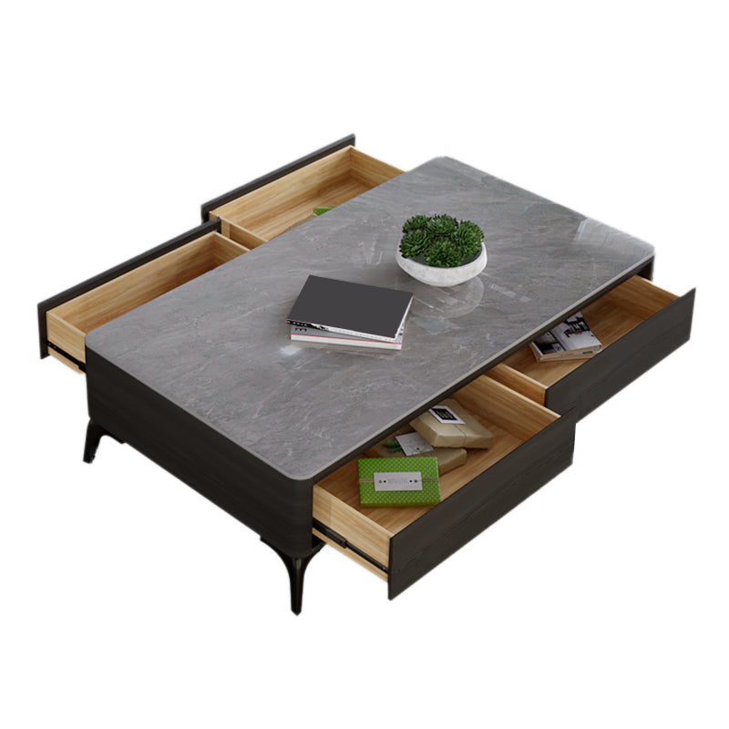 16"H Contemporary Cocktail Table Storage Rectangle Coffee Table