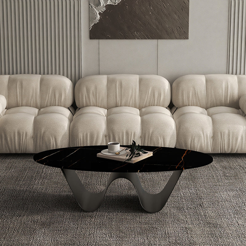 Slate Top Coffee Cocktail Table Abstract Oval Coffee or End Table