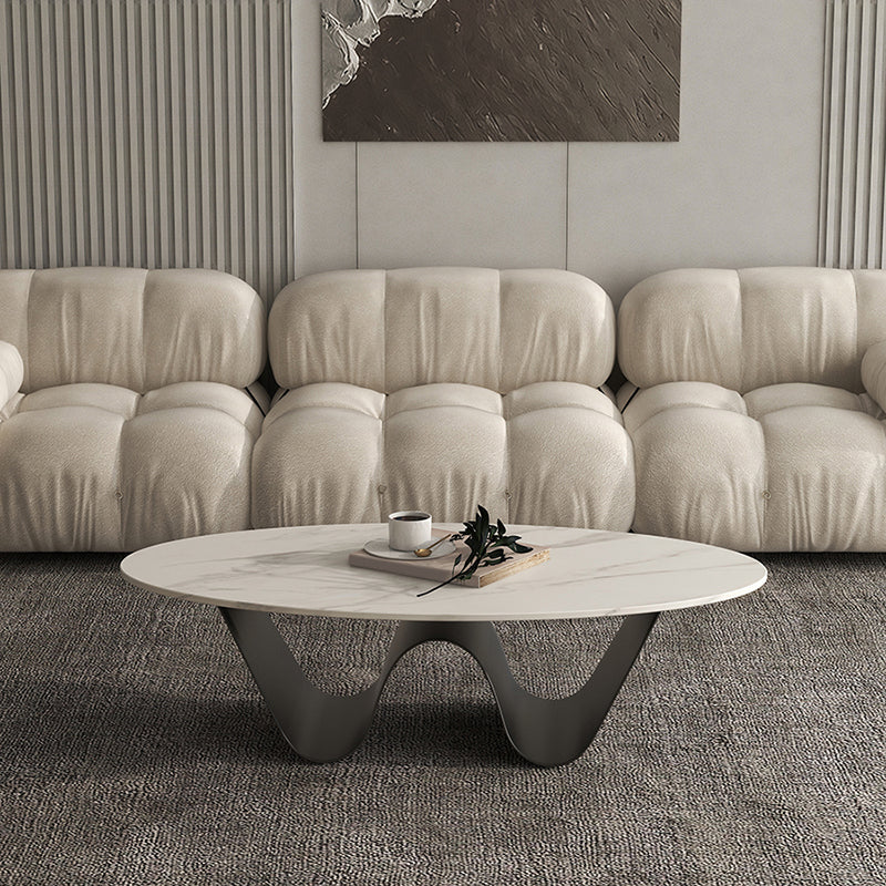 Slate Top Coffee Cocktail Table Abstract Oval Coffee or End Table