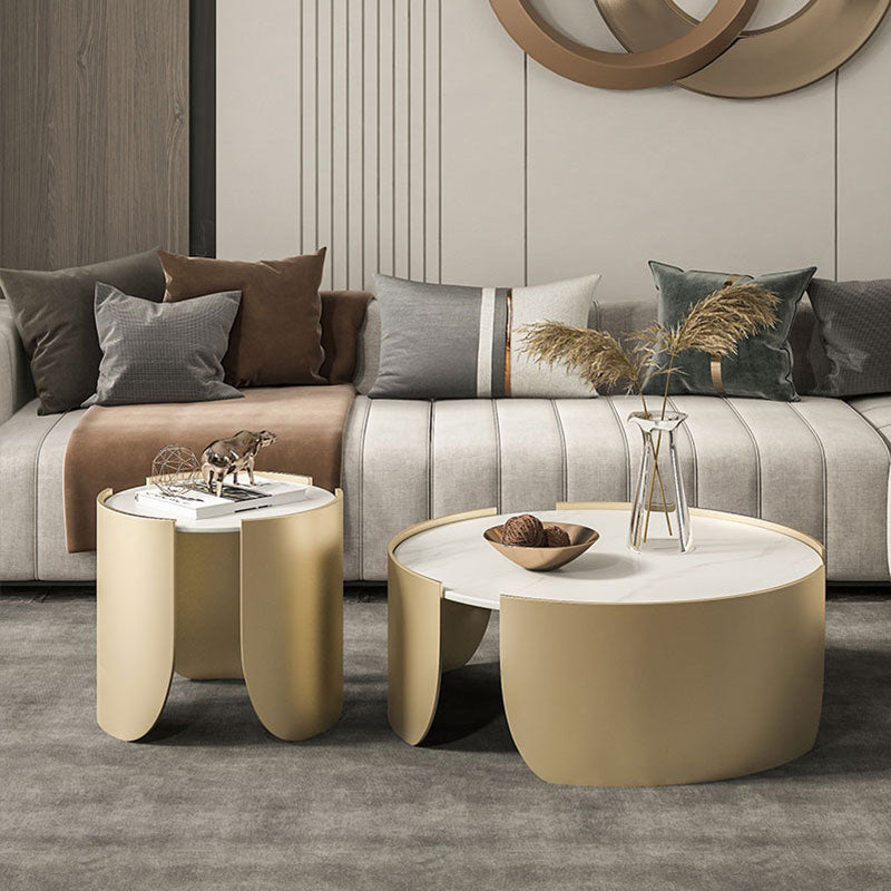 Slate Top Coffee Cocktail Table Tray Top Round Abstract Coffee or End Table