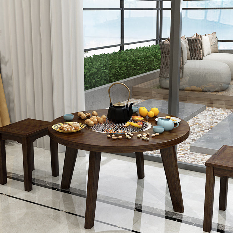 Farmhouse 4 Legs Walnut Table Solid Wood Cocktail Table for Living Room