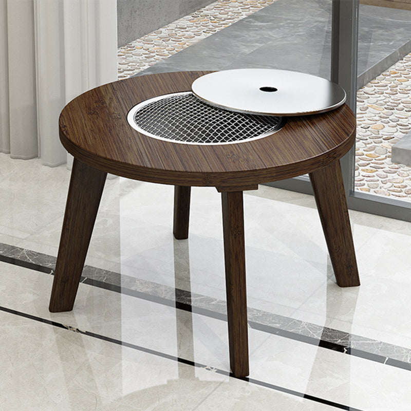 Farmhouse 4 Legs Walnut Table Solid Wood Cocktail Table for Living Room