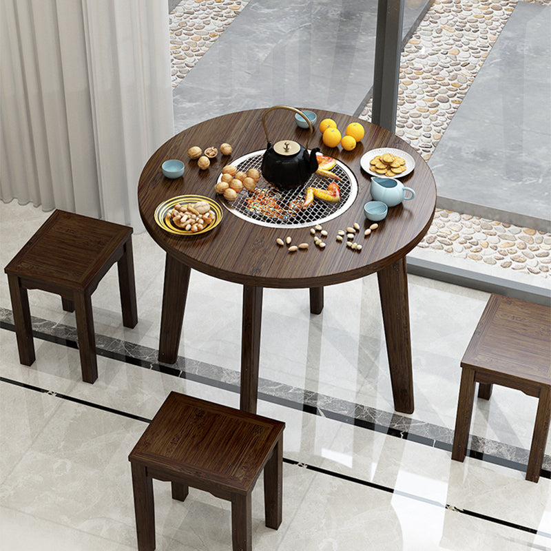 Farmhouse 4 Legs Walnut Table Solid Wood Cocktail Table for Living Room